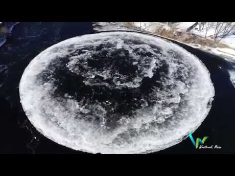 WATCH: Giant Rotating Ice Disc Forms In Maine River