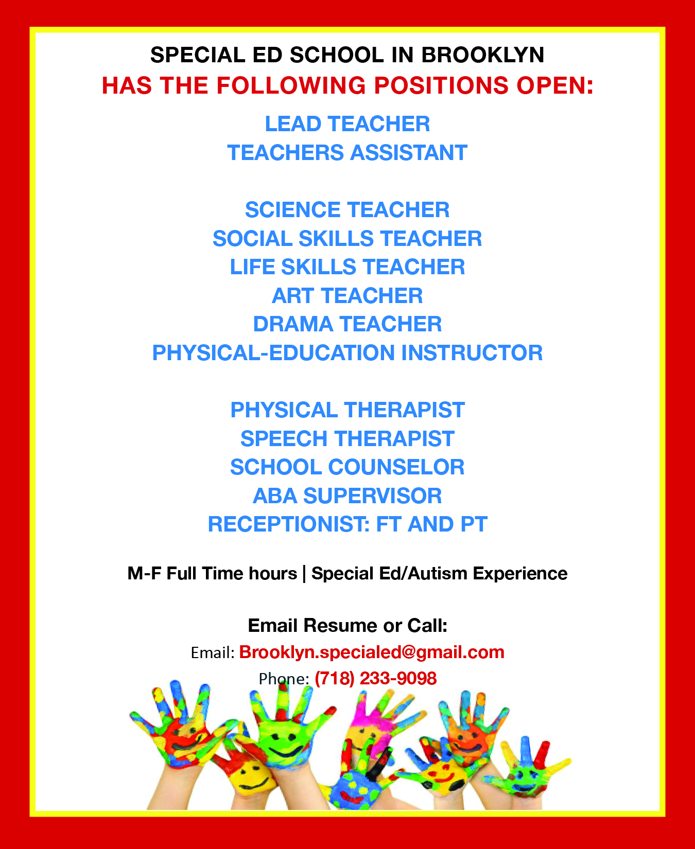 Special Education Job Opportunity! The Yeshiva World
