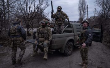 In this photo provided by Ukraine's 93rd Kholodnyi Yar Separate Mechanized Brigade press service, soldiers are at a pickup before assignments on the frontline near Kostyantynivka, Donetsk region, Ukraine, Tuesday, Feb. 17, 2026. (Iryna Rybakova/Ukraine's 93rd Mechanized Brigade via AP)