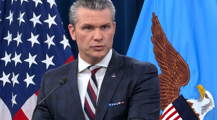 Defense Secretary Pete Hegseth speaks during a press briefing at the Pentagon, Wednesday, March 4, 2026, in Washington. (AP Photo/Konstantin Toropin)