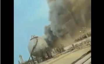 Drone attack on Saudi oil facility. (Screenshot)