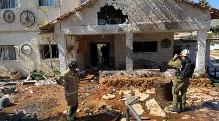 Home in the Galil hit by a Hezbollah rocket. (Fire and Rescue Services)