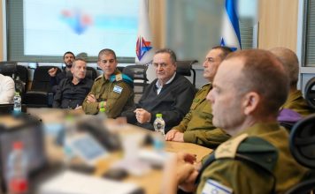 Defense Minister Yisrael Katz holds a situational assessment. (Ariel Hermoni/Defense Ministry)
