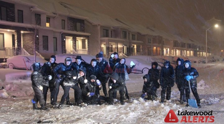 Children in Lakewood play in the snow on Sunday night

(Photo via Lakewood Alerts)
