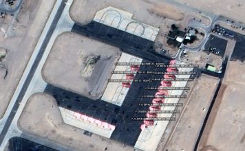 Satellite images showing the deployment of US F-22 stealth fighter jets to an airbase in southern Israel. (MizarVision)