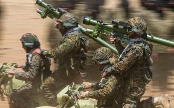 File photo. Hezbollah Radwan terrorists training in Southern Lebanon close to the Israeli border. (AP/Hassan Ammar)