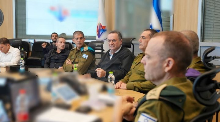 Illustrative. Defense Minister Yisrael Katz holds a situational assessment. (Ariel Hermoni/Defense Ministry)